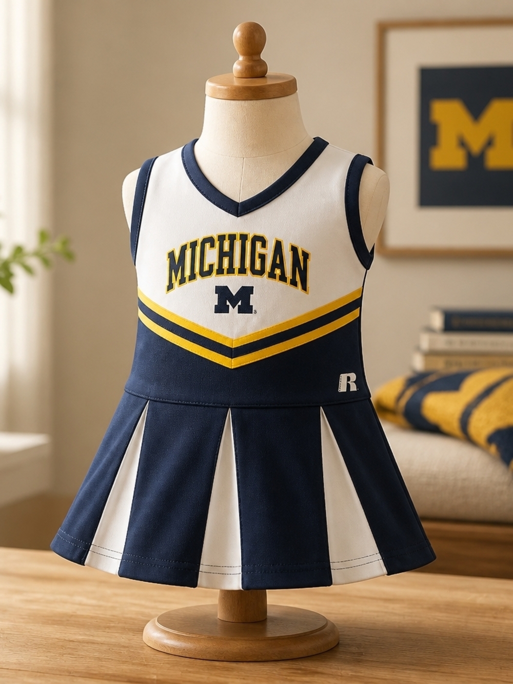 Russell Athletic Navy, White & Yellow Michigan Cheer Tank Dress